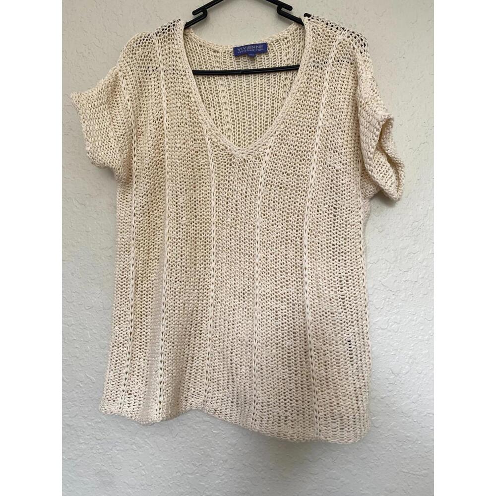 Vivienne Tam Open Knit Crochet Top Off white Size Midium